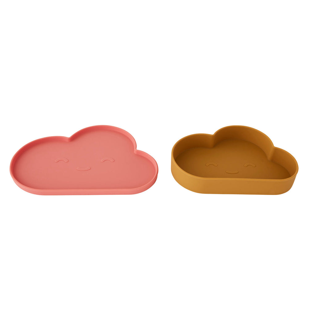 Chloe Cloud Plate & Bowl - Light Rubber / Coral