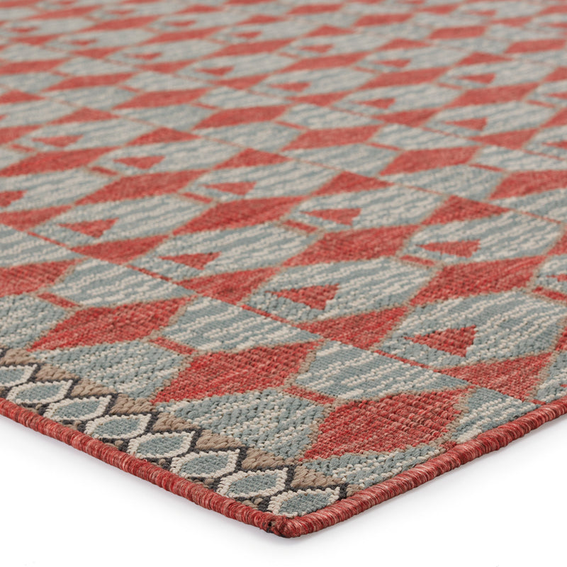 Mahaba Maji Indoor/Outdoor Red & Sea Green Rug 2