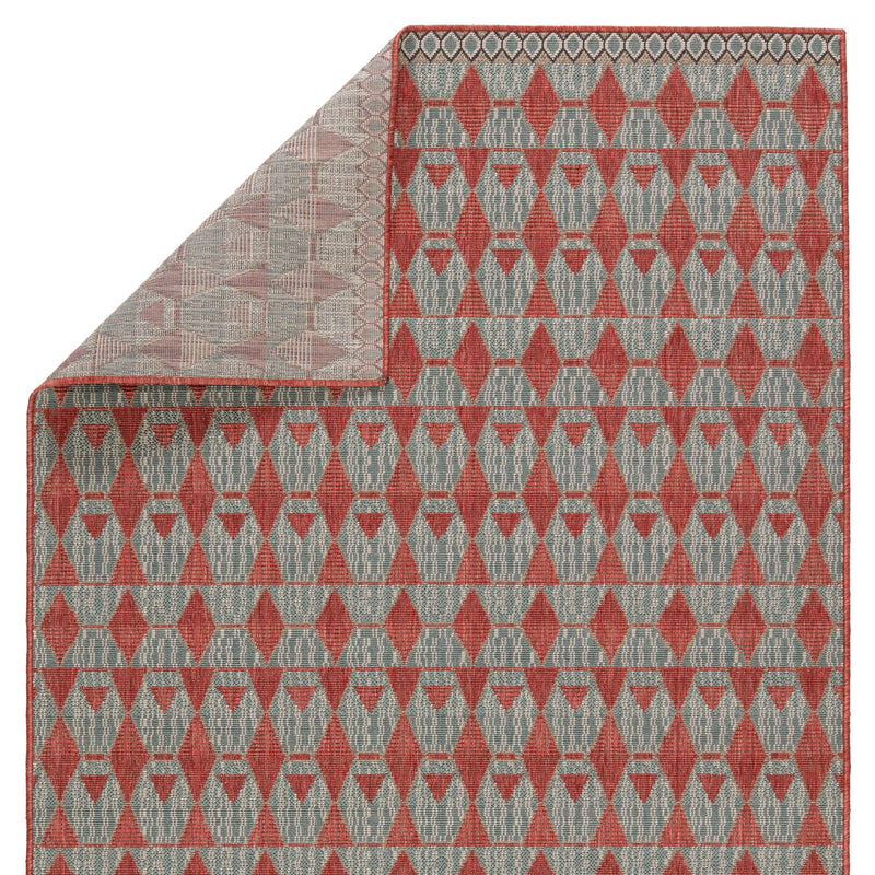 Mahaba Maji Indoor/Outdoor Red & Sea Green Rug 3