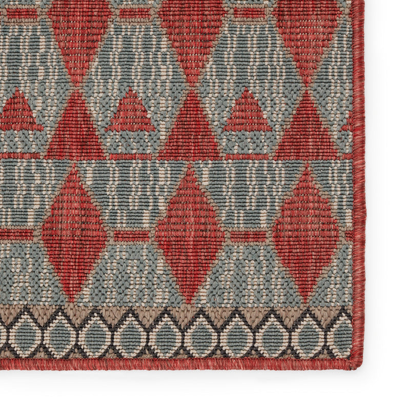 Mahaba Maji Indoor/Outdoor Red & Sea Green Rug 4