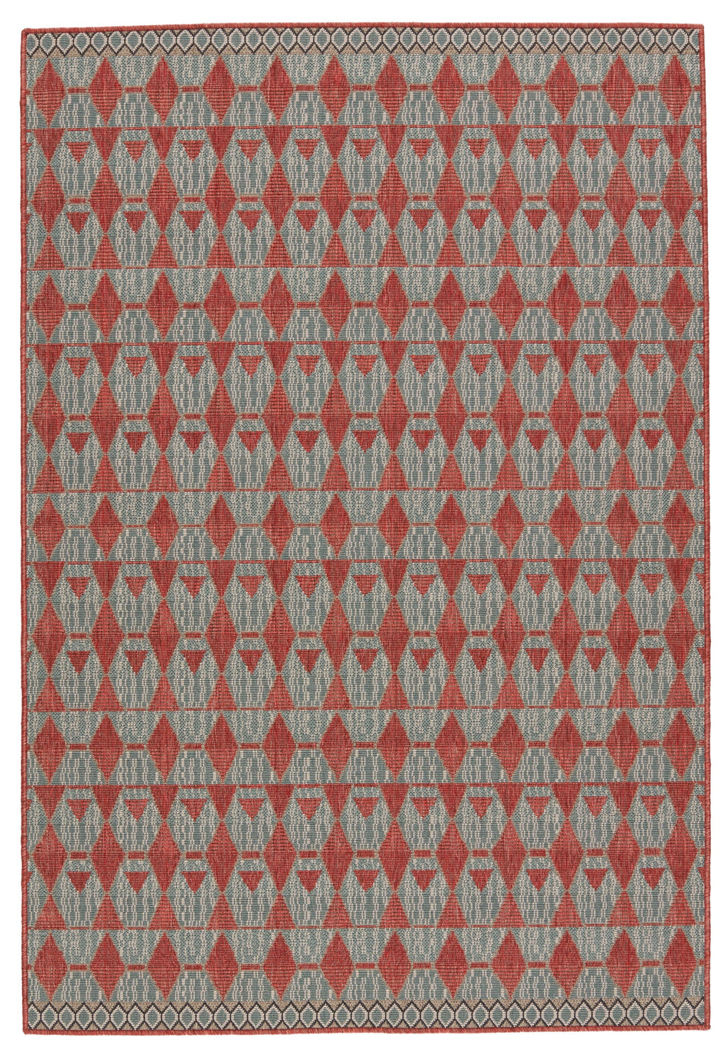 Mahaba Maji Indoor/Outdoor Red & Sea Green Rug 1