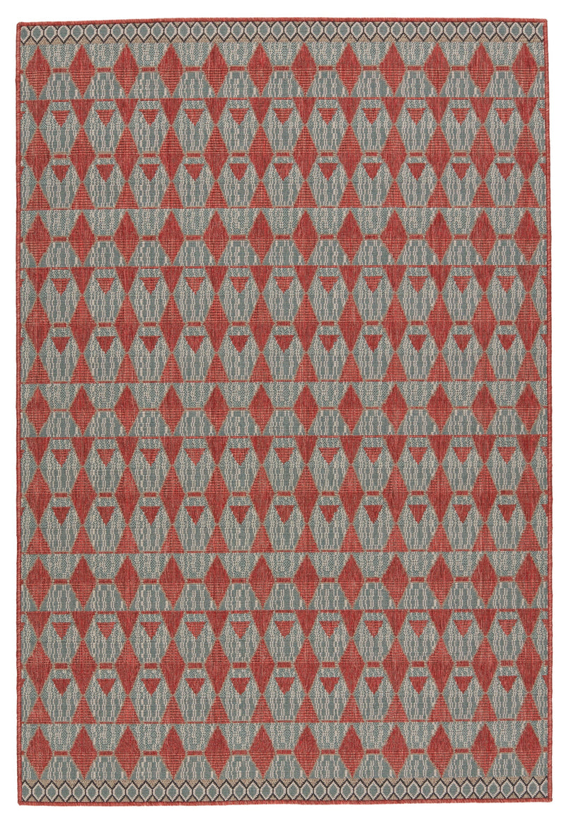 Mahaba Maji Indoor/Outdoor Red & Sea Green Rug 1