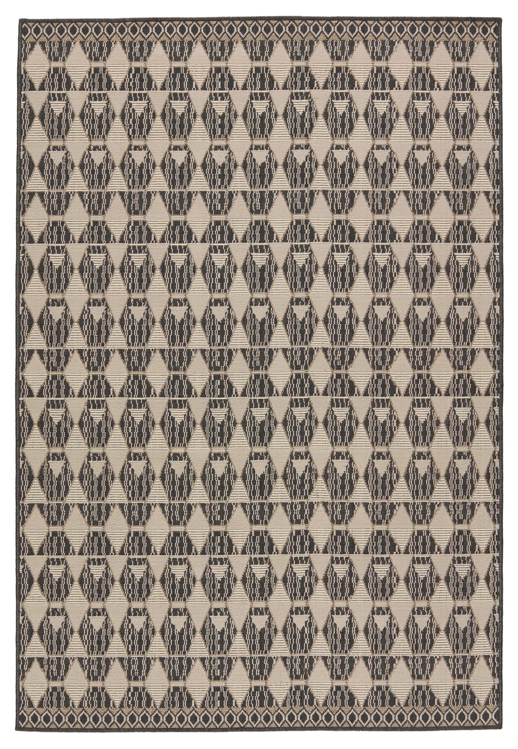 Mahaba Maji Indoor/Outdoor Black & Beige Rug 1