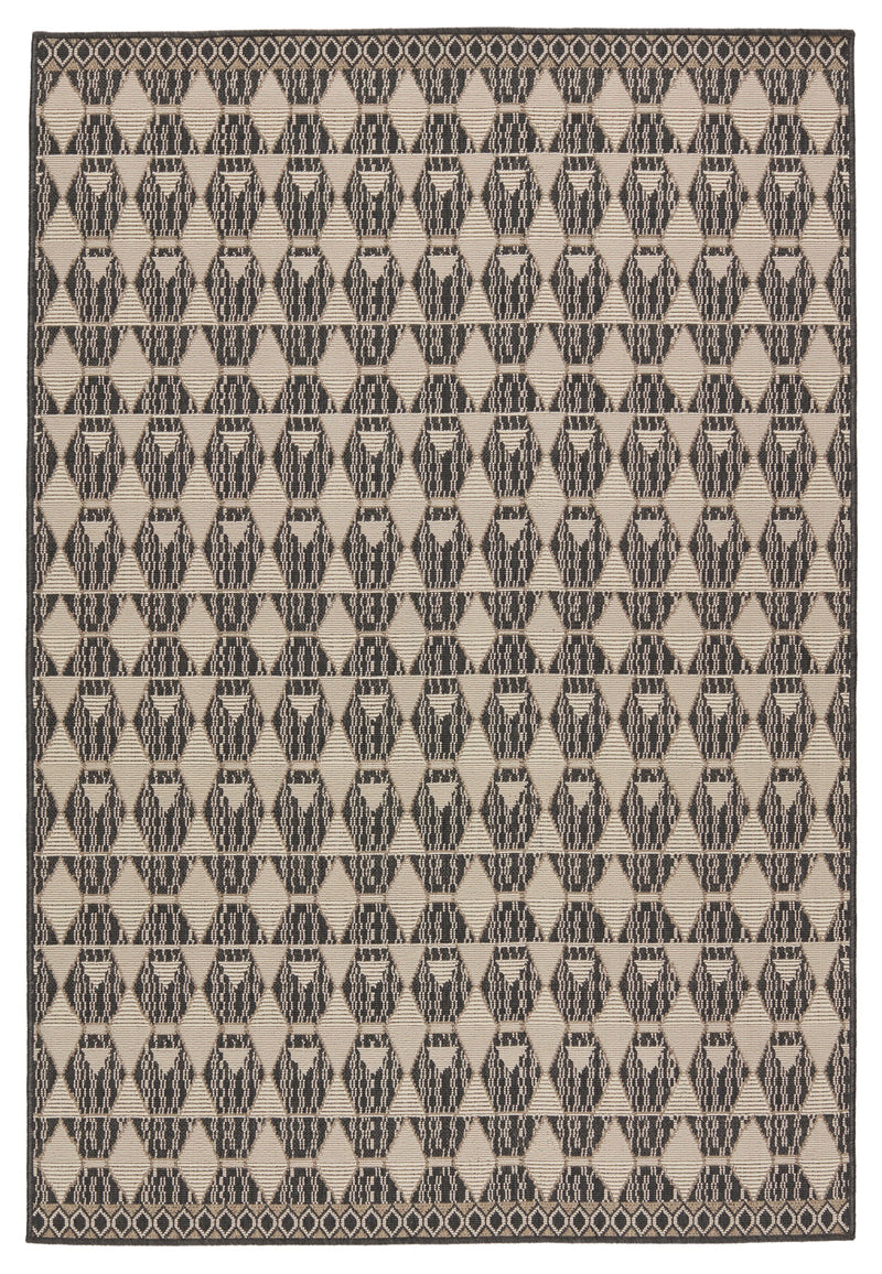 Mahaba Maji Indoor/Outdoor Black & Beige Rug 1