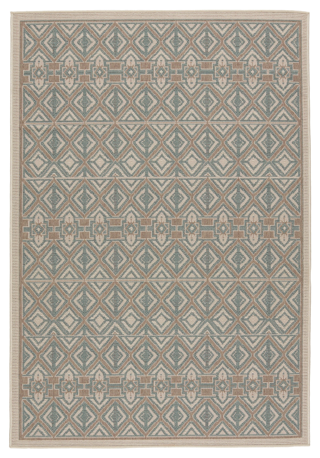 Mahaba Hazina Indoor/Outdoor Sea Green & Beige Rug 1