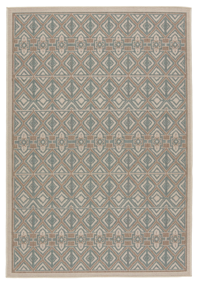 Mahaba Hazina Indoor/Outdoor Sea Green & Beige Rug 1