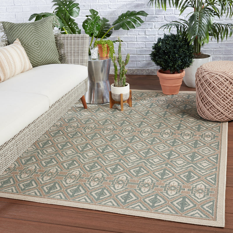 Mahaba Hazina Indoor/Outdoor Sea Green & Beige Rug 6