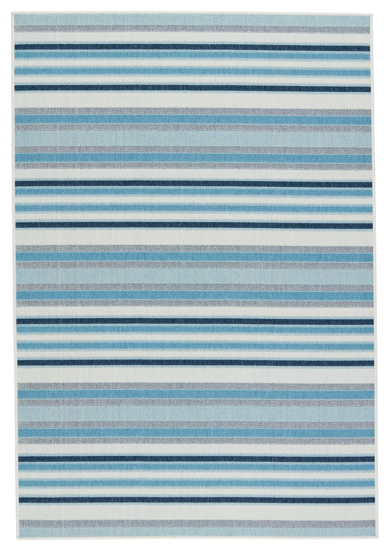 Mahaba Indoor/ Outdoor Lloria Blue & Cream Rug 1