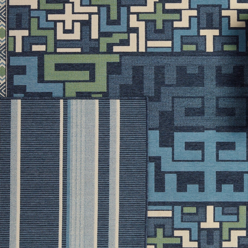 Mahaba Indoor/Outdoor Devato Blue & Cream Rug