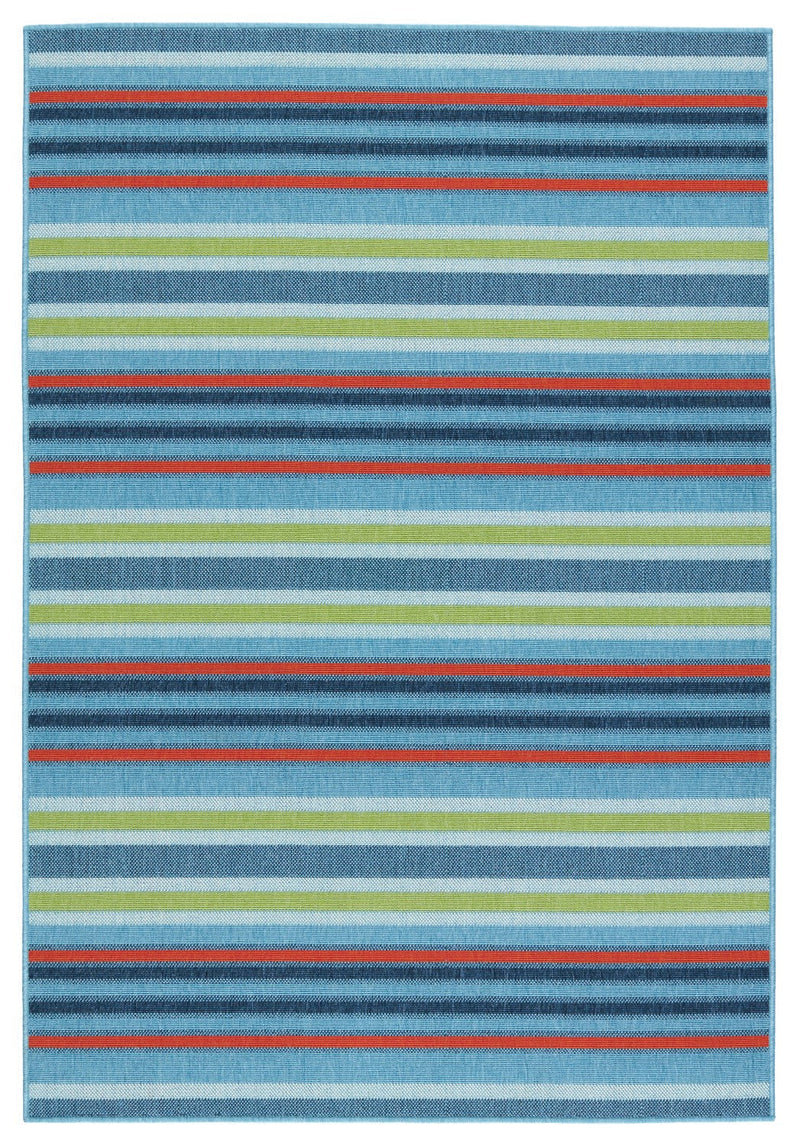 Mahaba Indoor/ Outdoor Lloria Blue & Orange Rug 1