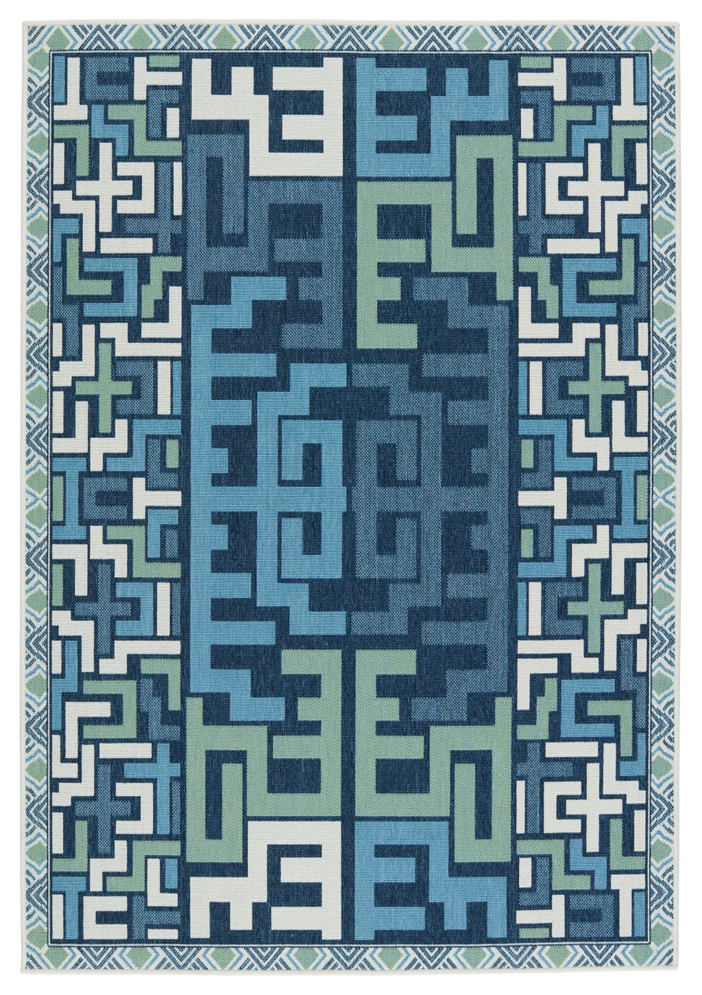 Mahaba Indoor/ Outdoor Arpino Blue & Green Rug 1