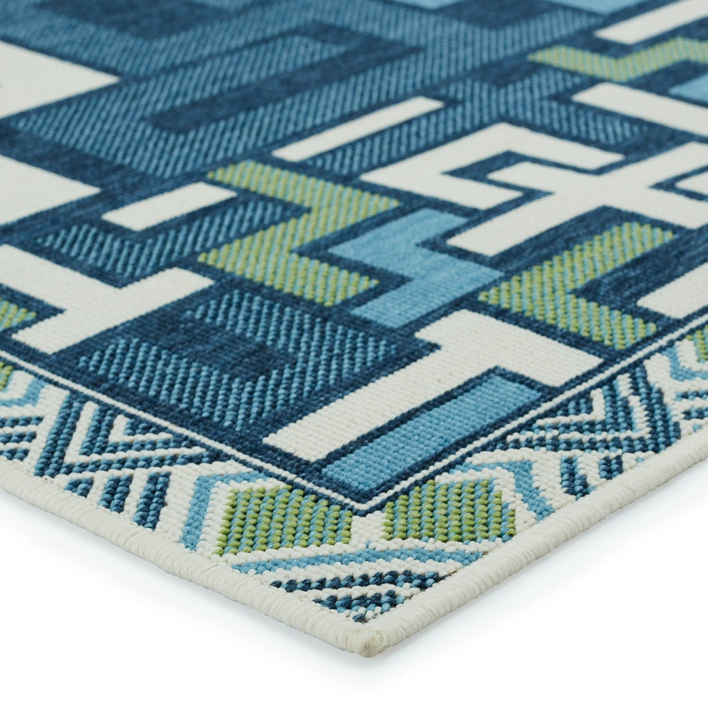 Mahaba Indoor/ Outdoor Arpino Blue & Green Rug 2