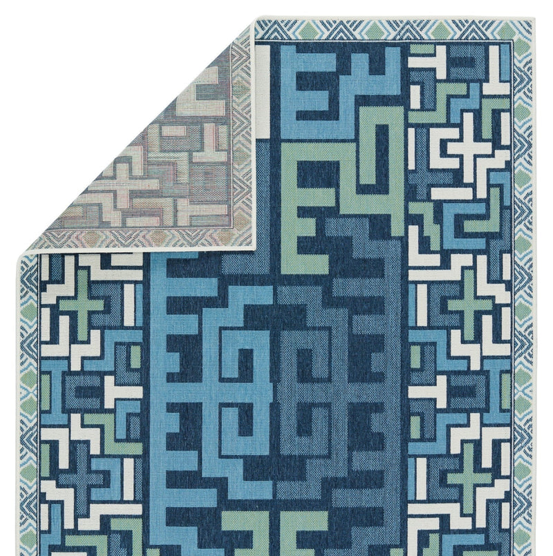 Mahaba Indoor/ Outdoor Arpino Blue & Green Rug 3