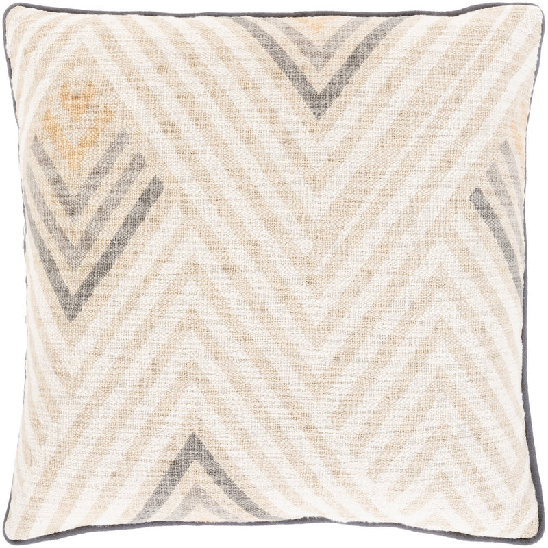 Mila MAL-001 Hand Woven Pillow in Beige & Camel by Surya