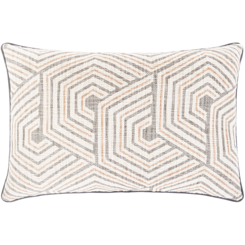 Mila MAL-002 Hand Woven Lumbar Pillow in Ivory & Medium Gray by Surya