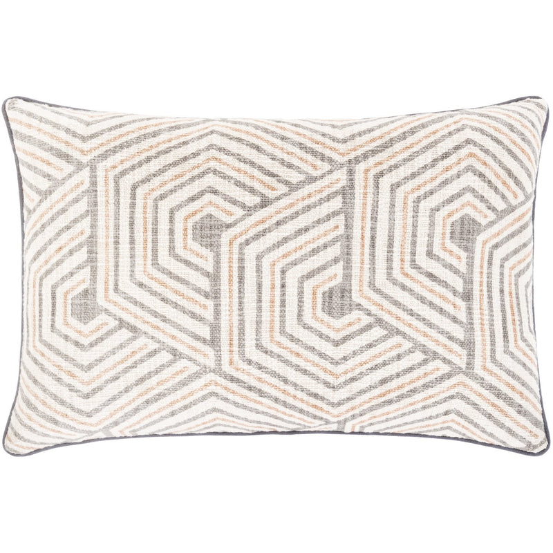 Mila MAL-002 Hand Woven Lumbar Pillow in Ivory & Medium Gray by Surya