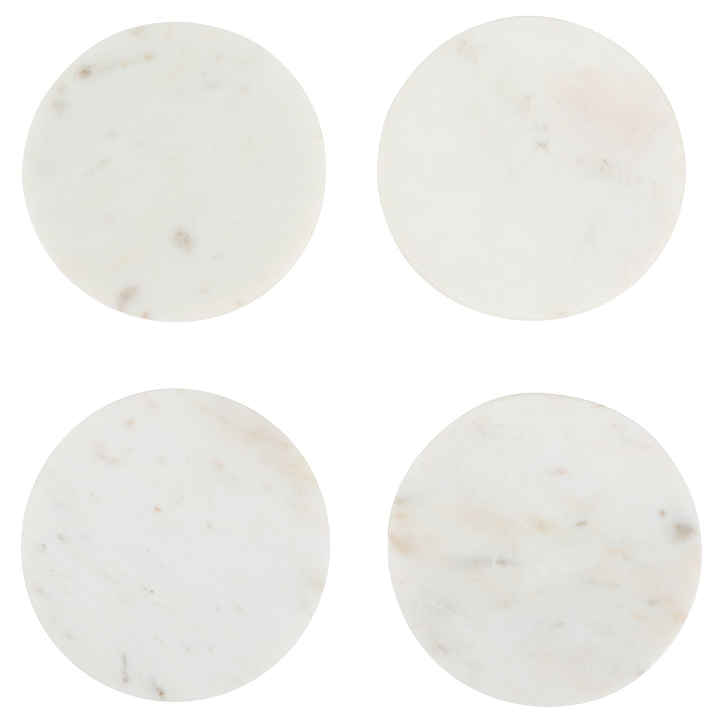 Set of 4 Marble Coasters in White design by Sir/Madam