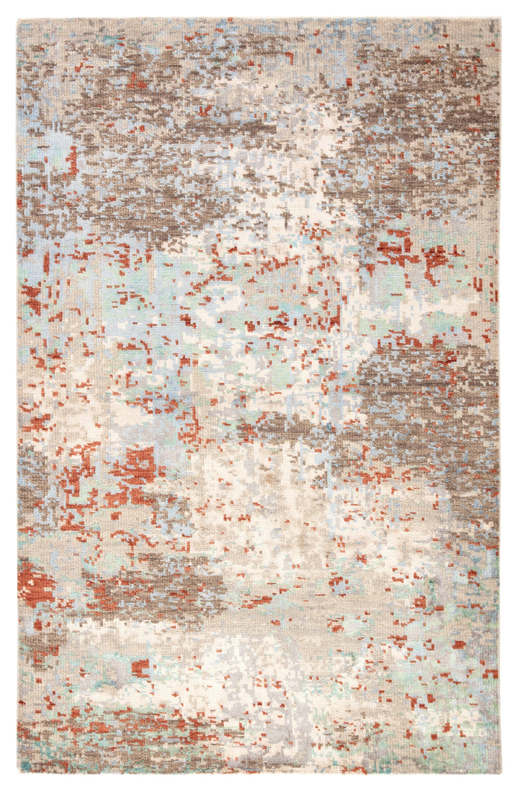 Micah Loire Hand Knotted Taupe & Orange Rug 1