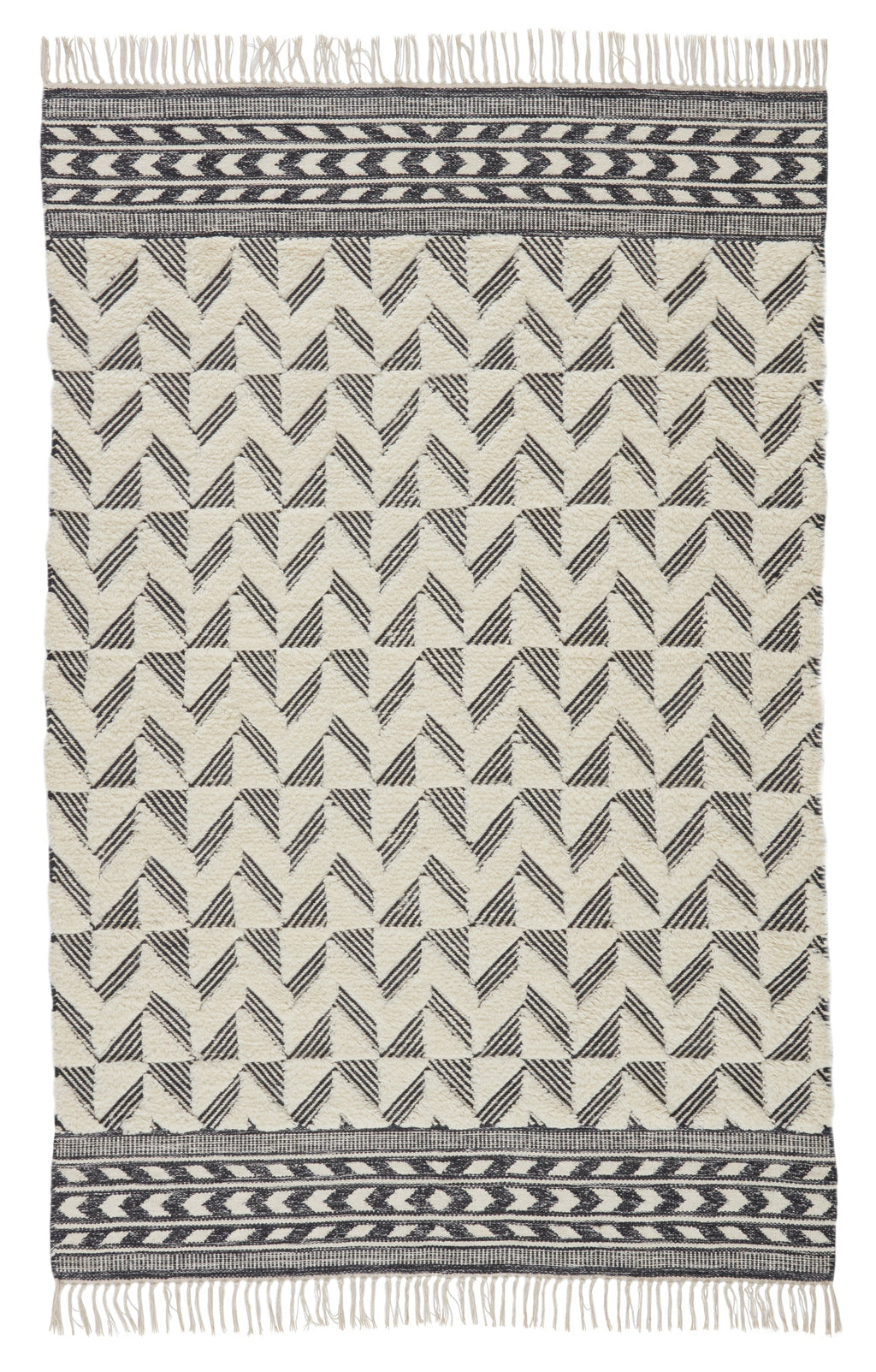 Cidra Handmade Geometric Black & Cream Area Rug