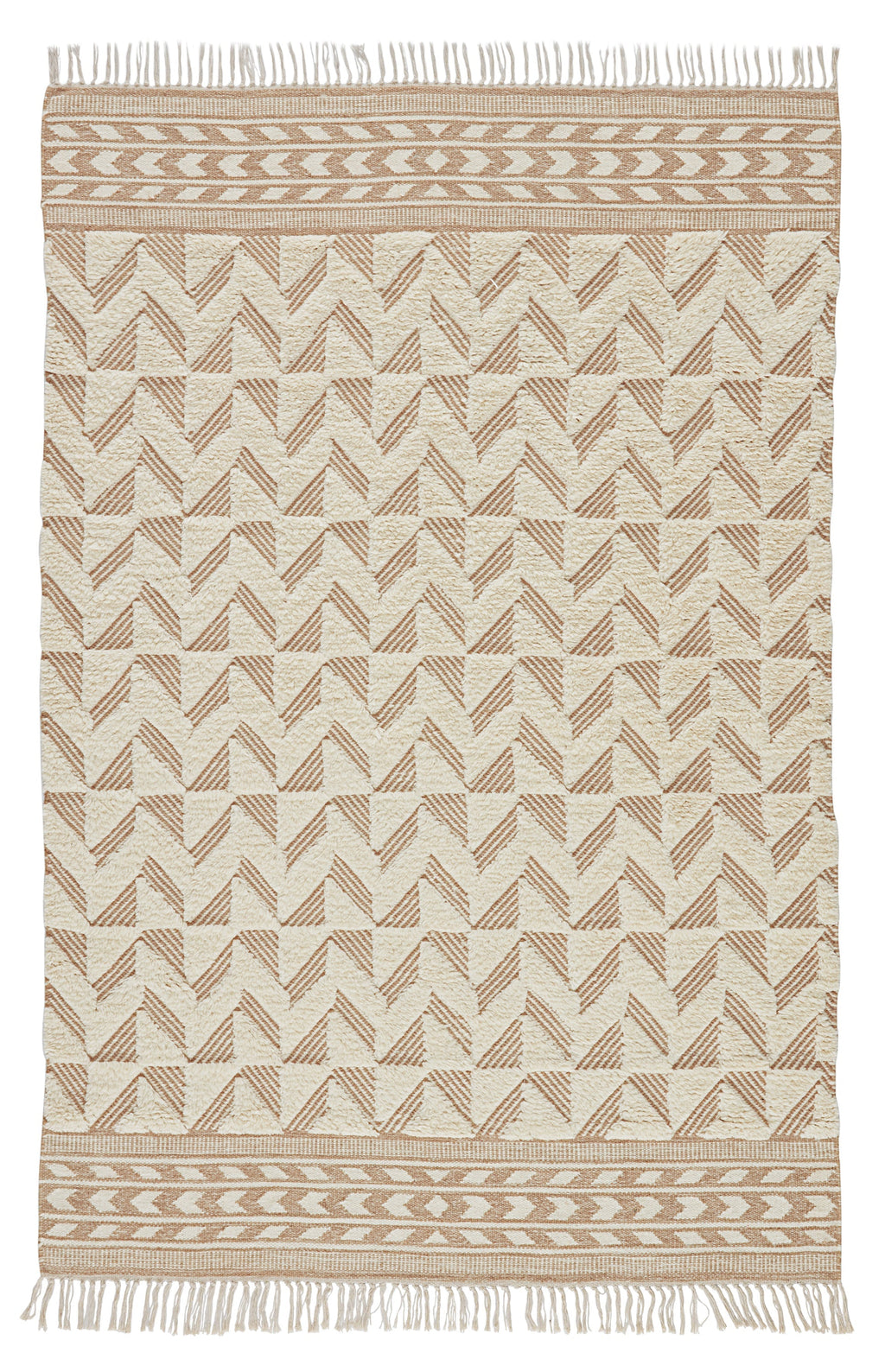 Cidra Handmade Geometric Tan & Cream Area Rug