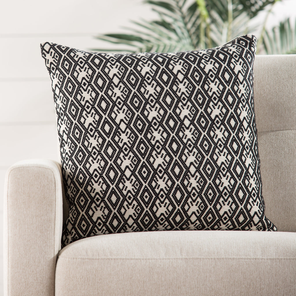 Castanet Tribal Black & White Pillow design by Jaipur Living