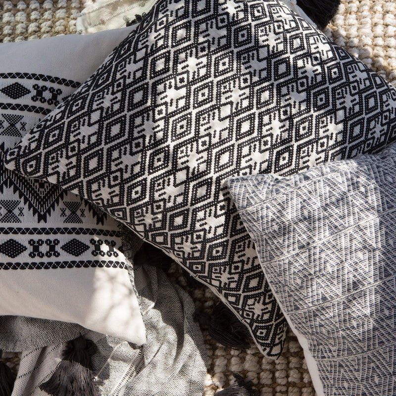 Castanet Tribal Black & White Pillow design by Jaipur Living