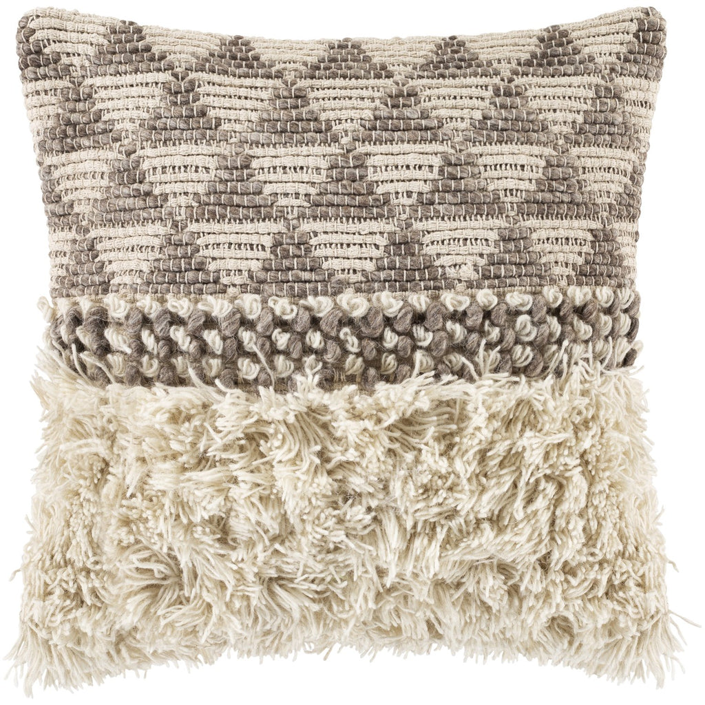 Merida MEA-002 Hand Woven Pillow in Taupe & Ivory by Surya