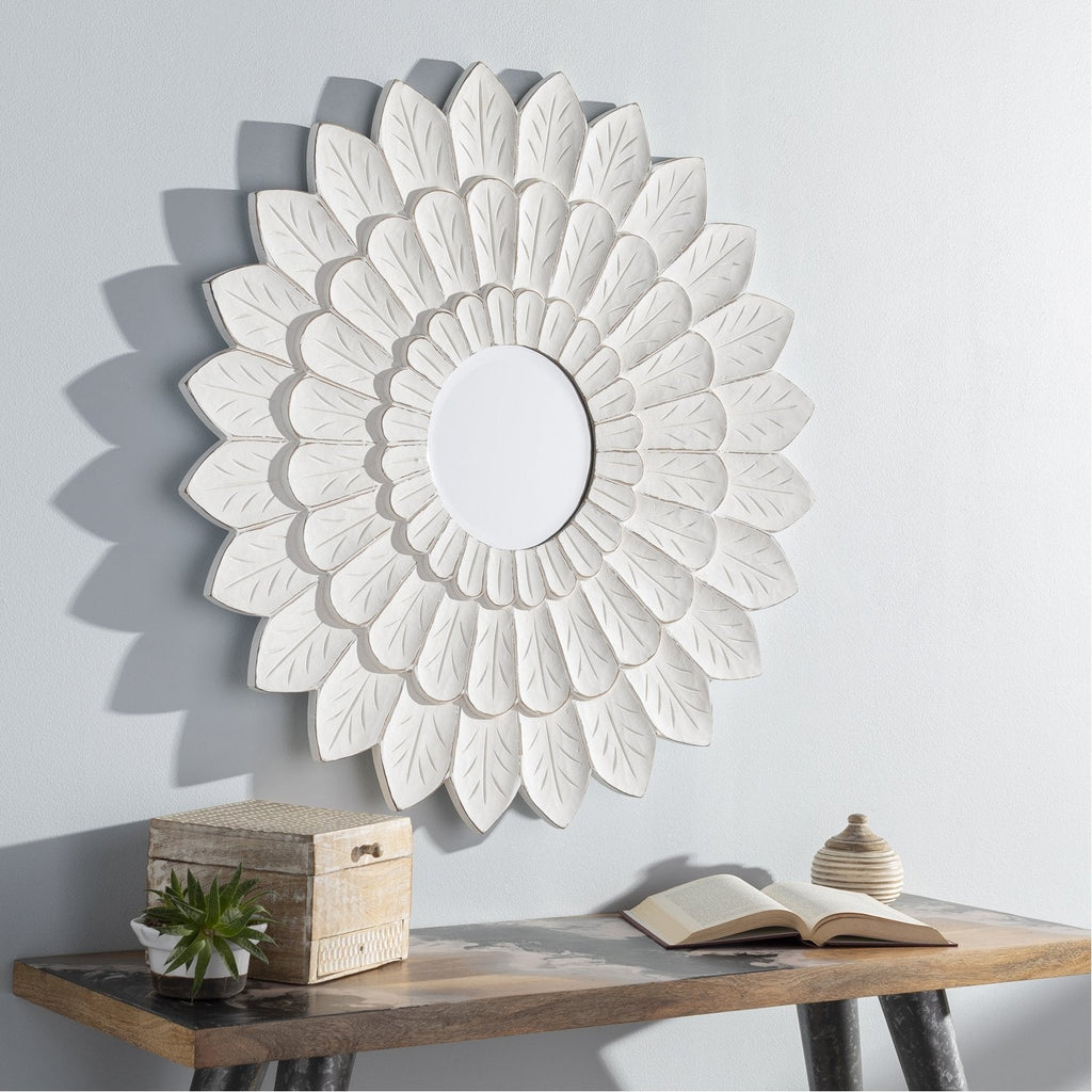 Maneka MEK-002 Mirror in Antiqued White by Surya