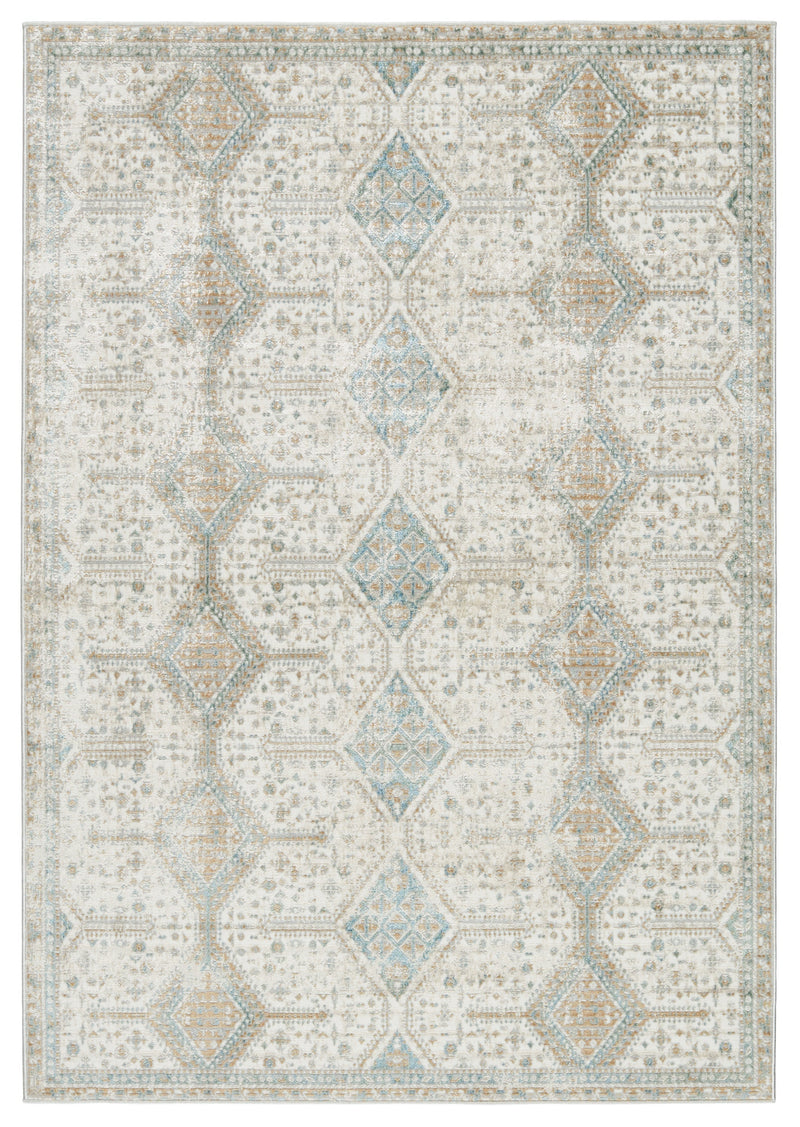 Melo Roane Gold & Light Blue Rug 1