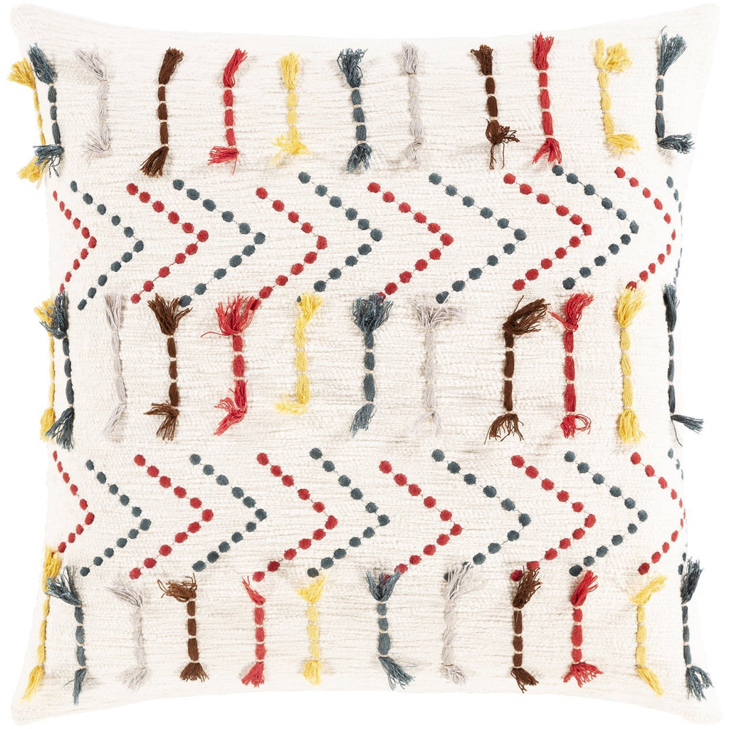 Minka MIK-001 Hand Woven Pillow in Ivory & Dark Coral by Surya