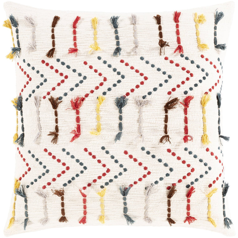 Minka MIK-001 Hand Woven Pillow in Ivory & Dark Coral by Surya