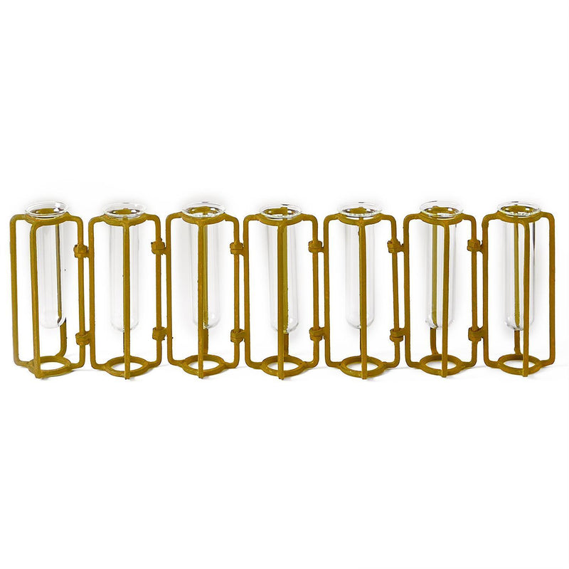 Set of 7 Small Gold Hinged Flower Vases