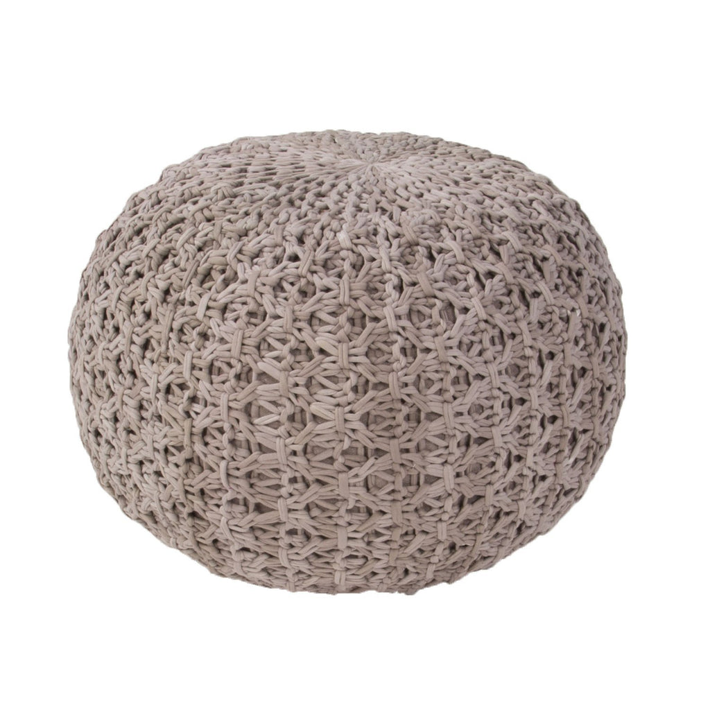 Athena Light Gray Textured Round Pouf