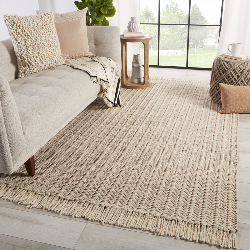 Poise Handmade Solid Rug in Cream & Taupe