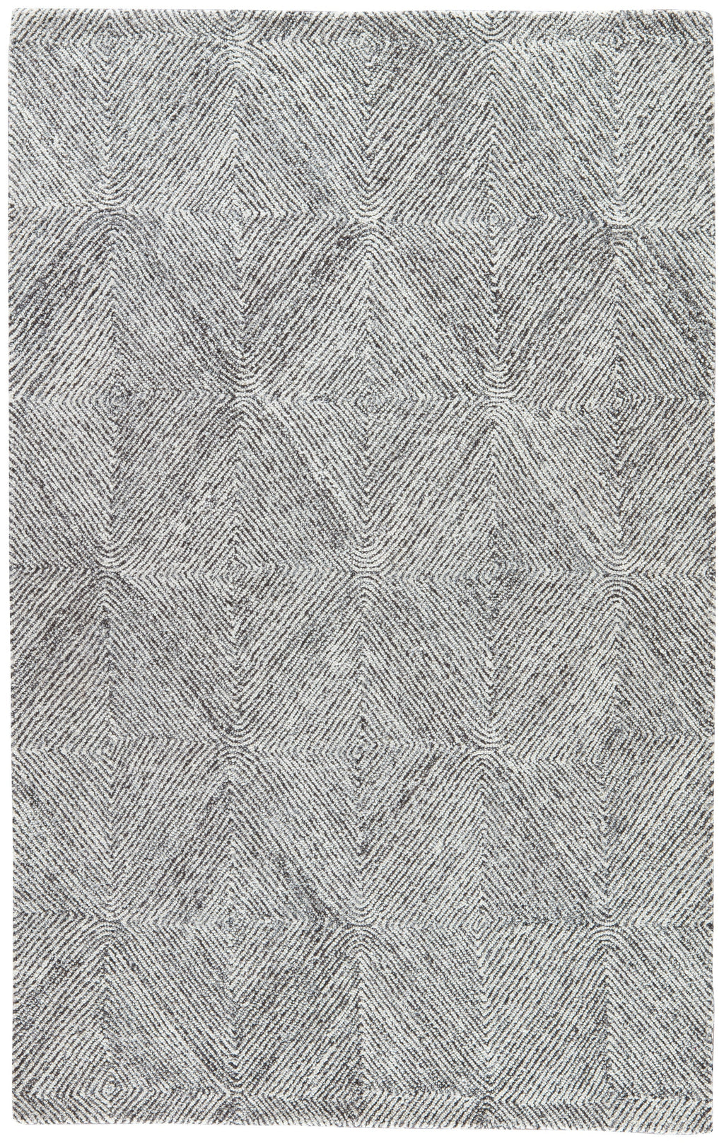 Exhibition Handmade Geometric White & Dark Gray Area Rug