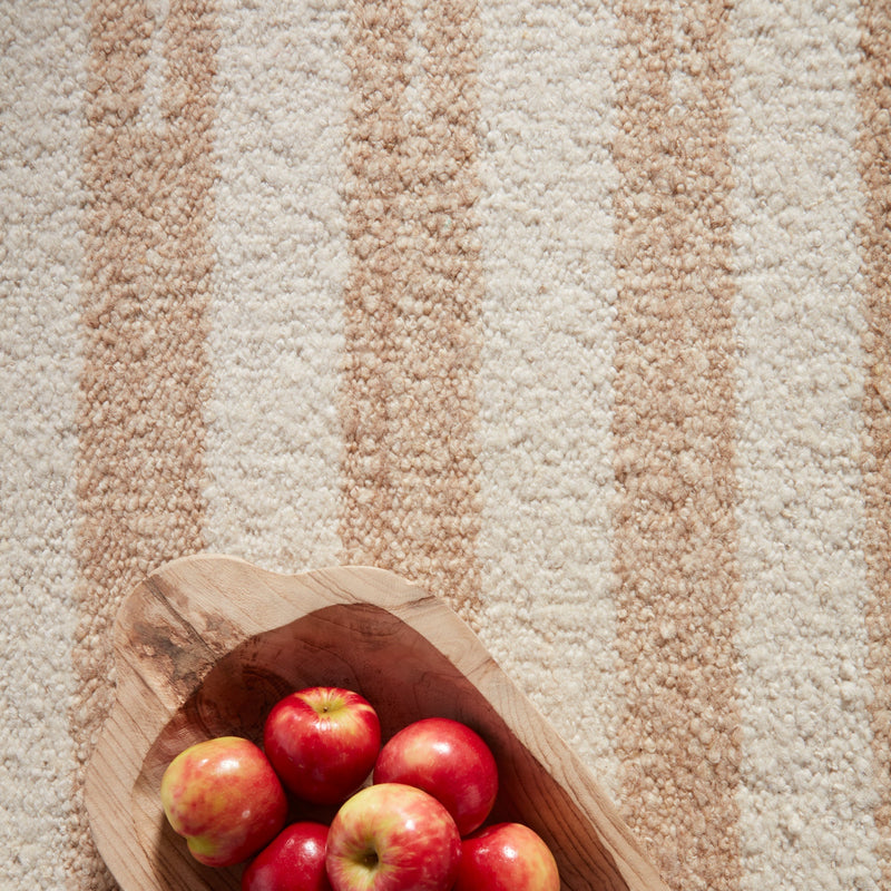 Lomita Handmade Stripes Light Tan & Cream Rug