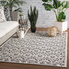 Laurel Indoor/ Outdoor Damask Dark Gray & Cream Area Rug