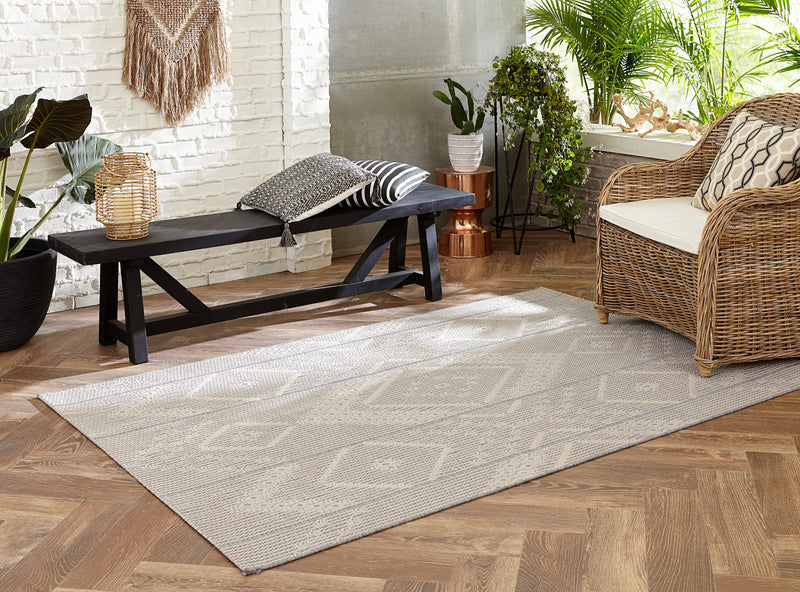 Shiloh Indoor/ Outdoor Tribal Gray & Cream Area Rug