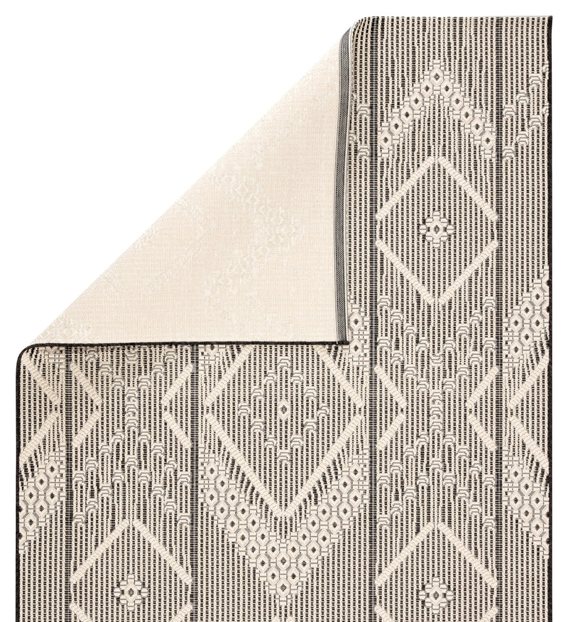 Shiloh Indoor/ Outdoor Tribal Dark Gray & Cream Area Rug