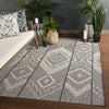 Shiloh Indoor/ Outdoor Tribal Dark Gray & Cream Area Rug