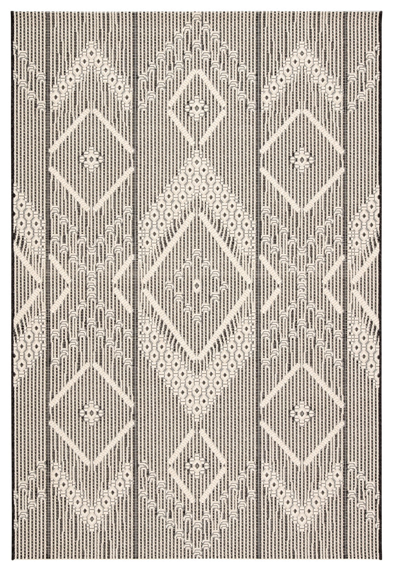 Shiloh Indoor/ Outdoor Tribal Dark Gray & Cream Area Rug