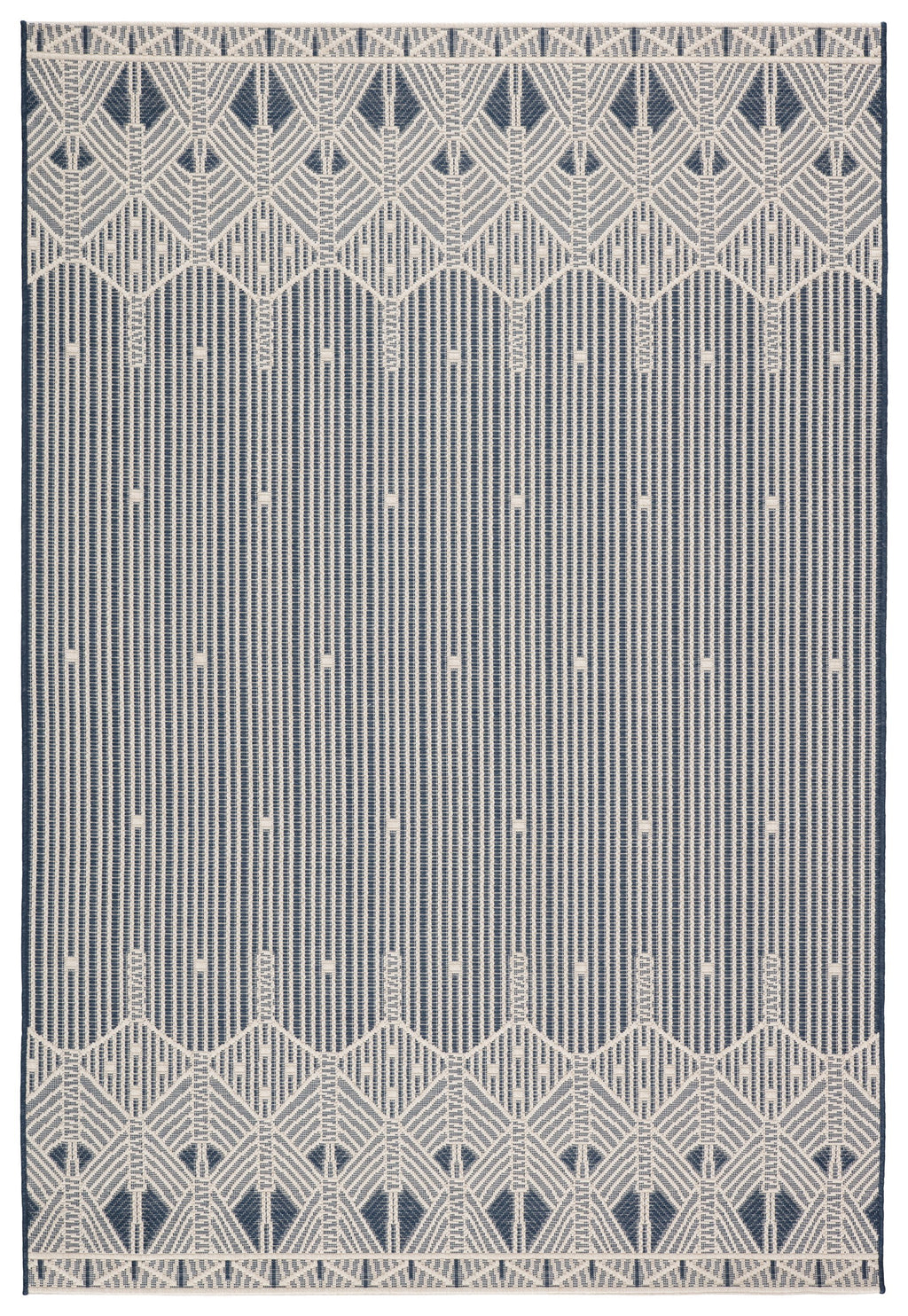 Belvidere Indoor/Outdoor Geometric Dark Blue & Cream Rug