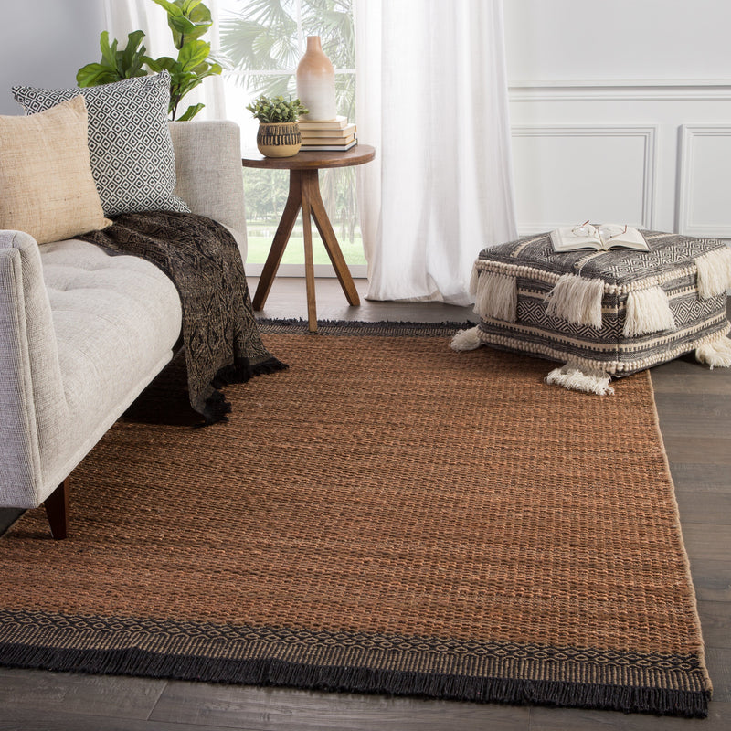 Saanvi Natural Border Tan/ Black Rug by Jaipur Living