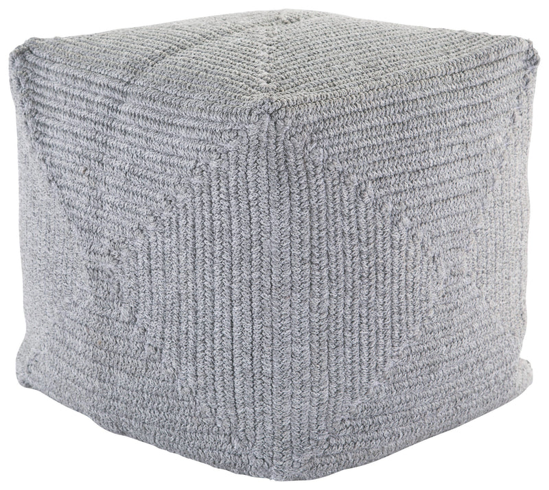 Bridgehampton Solid Light Gray Indoor/ Outdoor Pouf