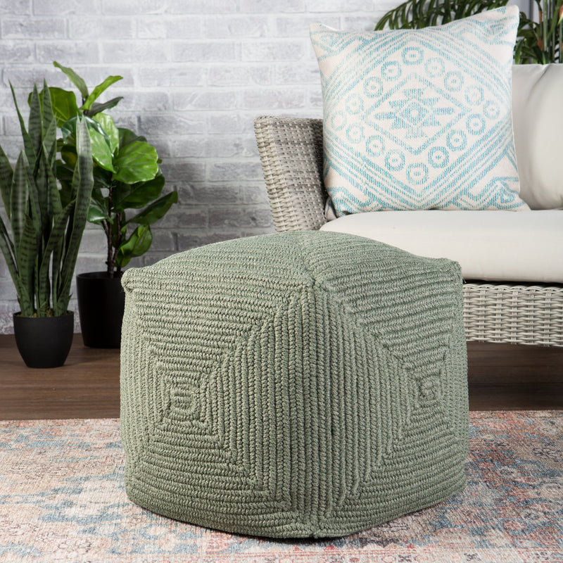 Montauk Bridgehampton Indoor/Outdoor Green Pouf 2