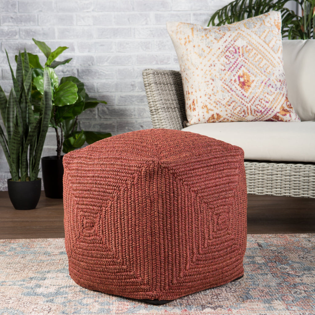 Montauk Bridgehampton Indoor/Outdoor Red Pouf 2