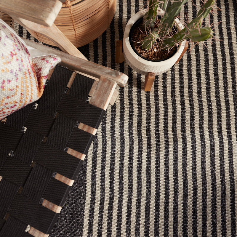 Strand Indoor/Outdoor Striped Dark Grey & Beige Rug