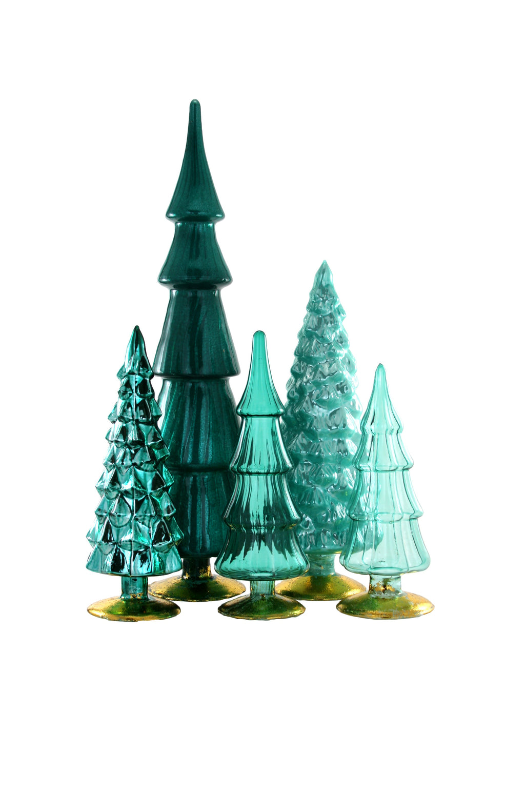 Hue Trees in Teal (Set of Five) Holiday Decor