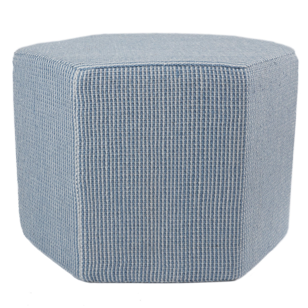 Mysa Sacha Blue & White Pouf 1