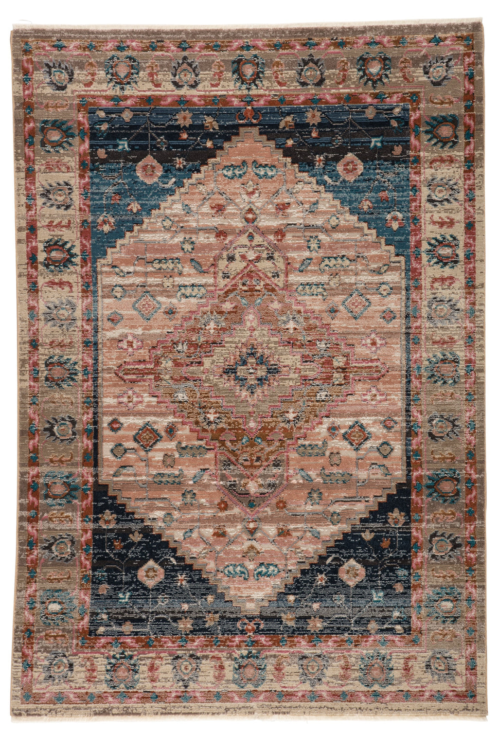 Elizar Medallion Blush & Dark Blue Rug by Jaipur Living